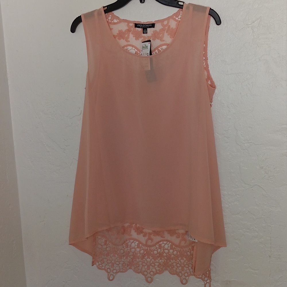 Linea Domani Limited Collection Pink Lace Sleeveless Top